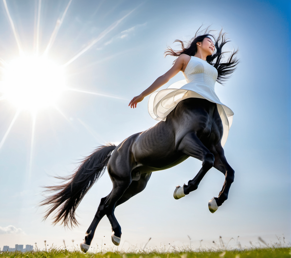 68718-784515529-cinematic photo ((from below)) of (fit young Asian female (centaur) with (black horse body, horse belly, four legs, hooves), ide.png